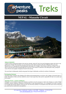 NEPAL –Manaslu Circuit