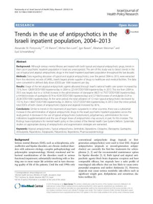 Trends in the Use of Antipsychotics in the Israeli Inpatient Population, 2004–2013 Alexander M