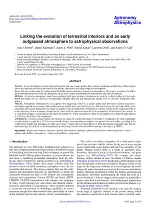 Linking the Evolution of Terrestrial Interiors and an Early Outgassed Atmosphere to Astrophysical Observations Dan J
