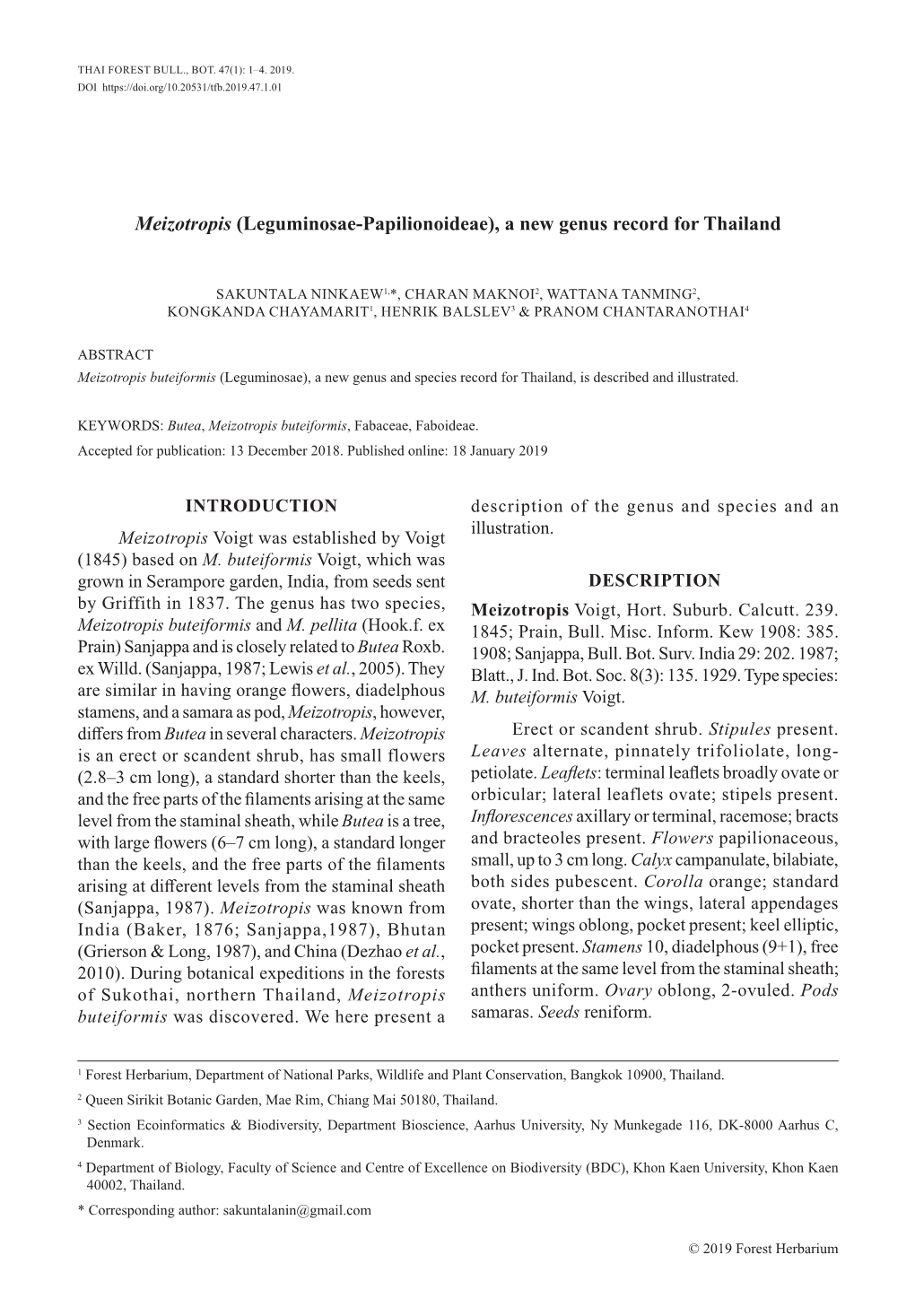 Meizotropis (Leguminosae-Papilionoideae), a New Genus Record for Thailand