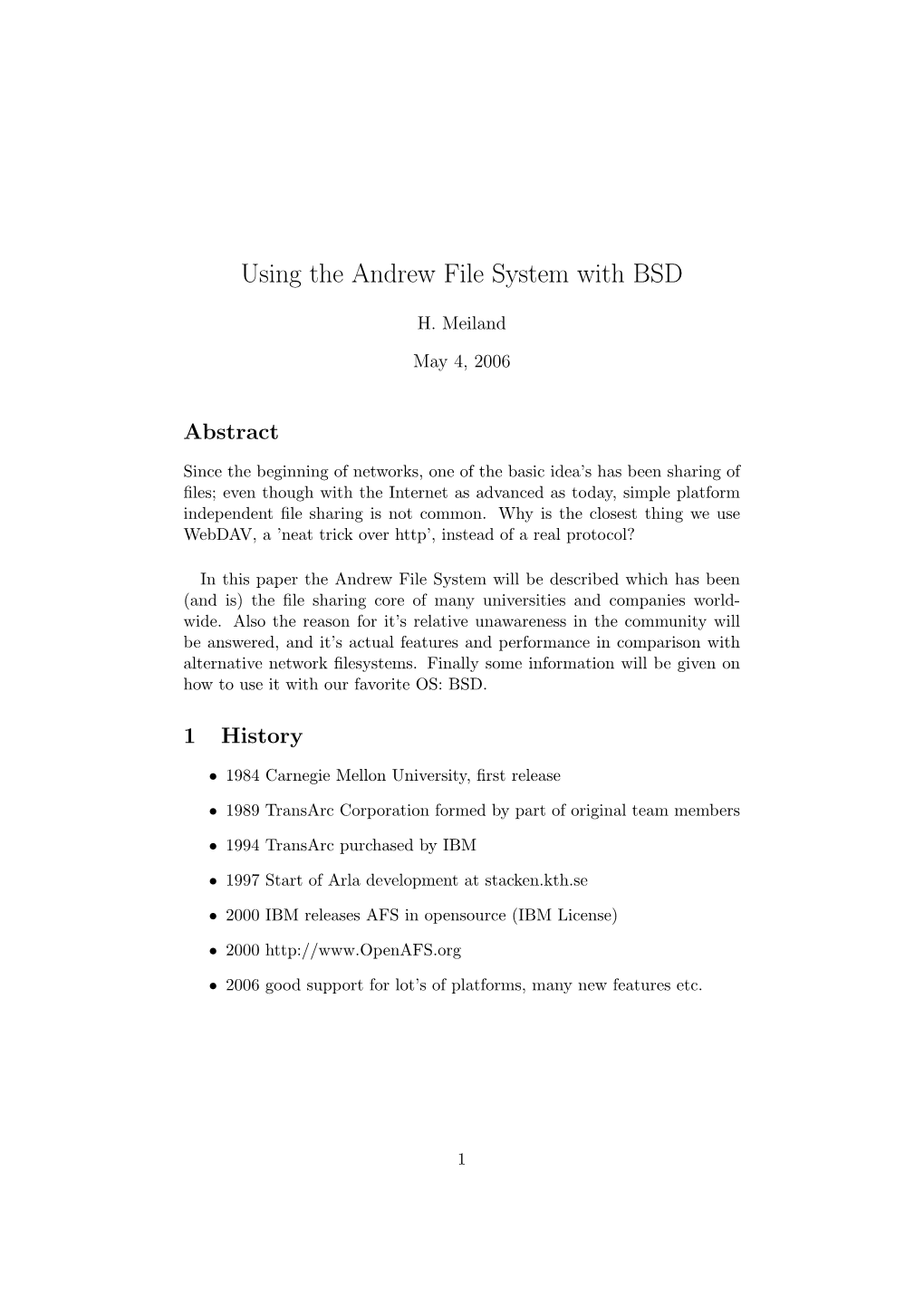 Using the Andrew File System with BSD