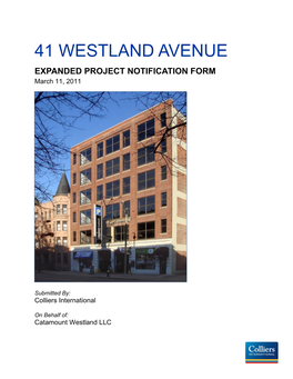 41 WESTLAND AVENUE EXPANDED PROJECT NOTIFICATION FORM March 11, 2011