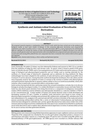 Synthesis and Antimicrobial Evaluation of Novelisatin Derivatives