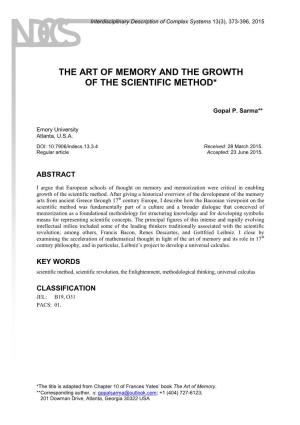The Art of Memory and the Growth of the Scientific Method*