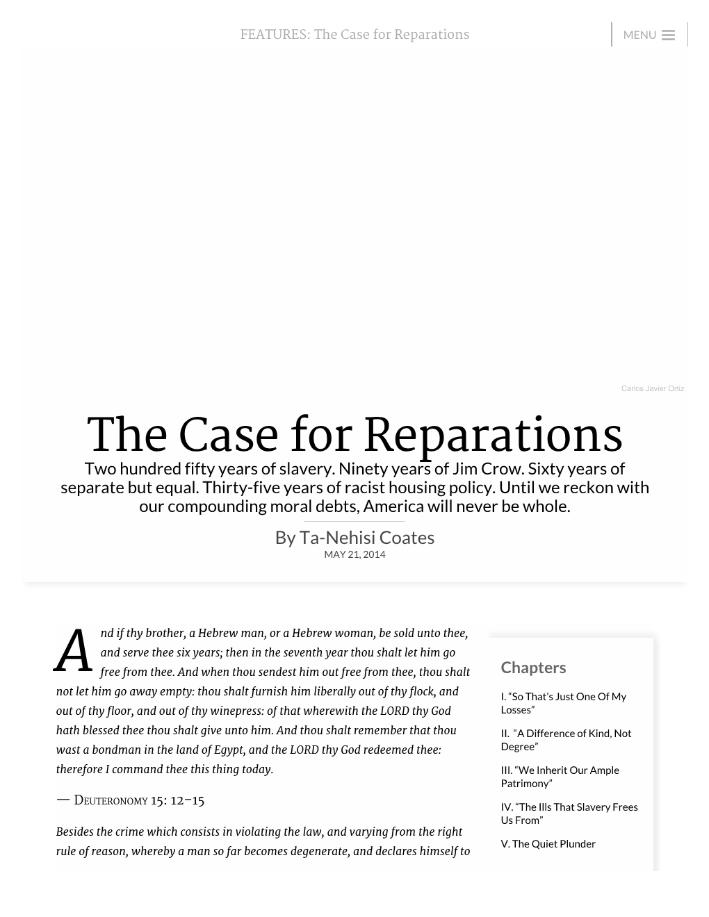 The Case for Reparations MENU 
