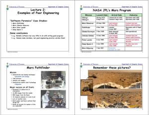 L02: Case Studies: the Mars Program