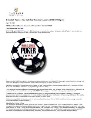 Pokergo® Reaches New Multi-Year Television Agreement with CBS Sports