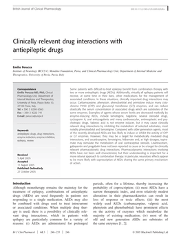 Clinically Relevant Drug Interactions with Antiepileptic Drugs