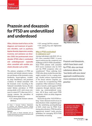 Prazosin and Doxazosin for PTSD Are Underutilized and Underdosed