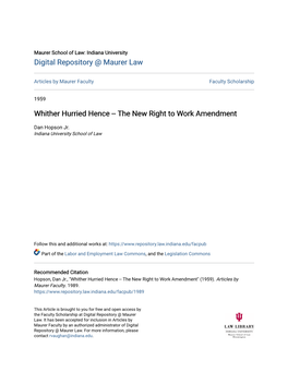 The New Right to Work Amendment