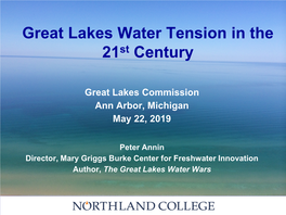 Water Tension & the Great Lakes Compact
