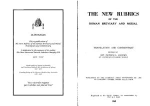 The New Rubrics of the Roman Breviary and Missal