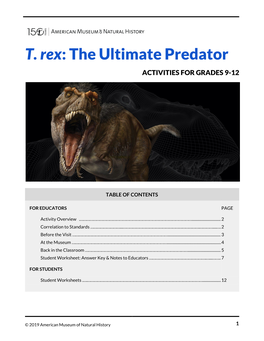 T. Rex: the Ultimate Predator Activity for Grades 9-12