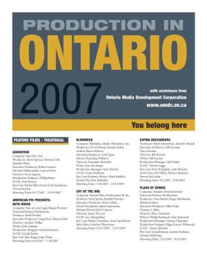 Productions in Ontario 2007