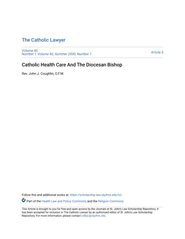 Catholic Health Care and the Diocesan Bishop