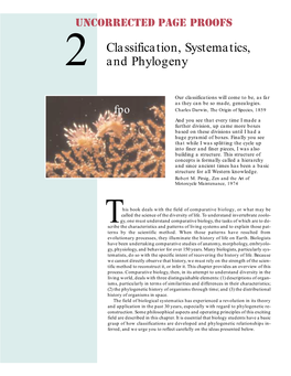 Classification, Systematics, and Phylogeny