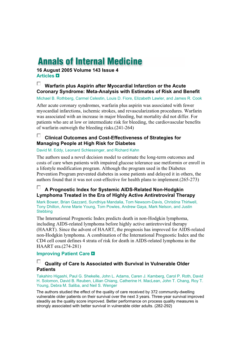 Annals of Internal Medicine