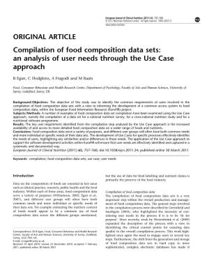 Compilation of Food Composition Data Sets: an Analysis of User Needs Through the Use Case Approach