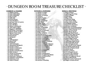· Dungeon Room Treasure Checklist ·