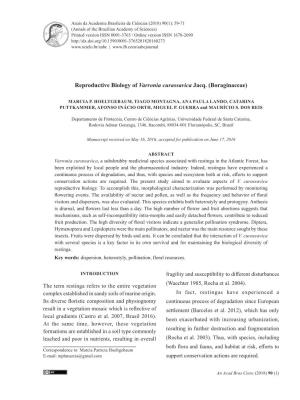 Reproductive Biology of Varronia Curassavica Jacq. (Boraginaceae)