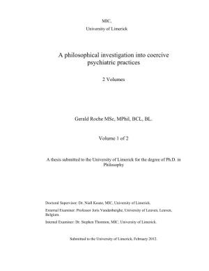 A Philosophical Investigation Into Coercive Psychiatric Practices