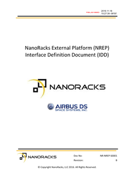 Nanoracks External Platform (NREP) Interface Definition Document (IDD)