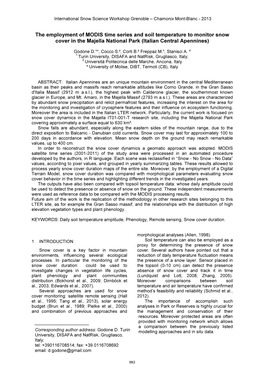 The Employment of MODIS Time Series and Soil Temperature to Monitor Snow Cover in the Majella National Park (Italian Central Apennines)