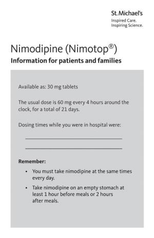 Nimodipine (Nimotop®) Information for Patients and Families