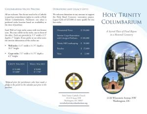 Information on the Holy Trinity Columbarium at Holy Rood Cemetery