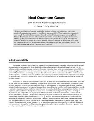 Ideal Quantum Gases from Statistical Physics Using Mathematica © James J