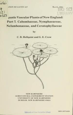 Part 7. Cabombaceae, Nymphaeaceae, Nelumbonaceae, and Ceratophyllaceae
