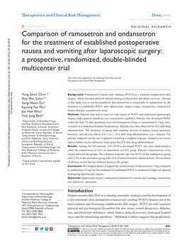 Comparison of Ramosetron and Ondansetron
