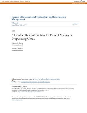 A Conflict Resolution Tool for Project Managers: Evaporating Cloud Mahesh C