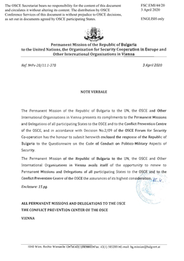 Permanent Mission of the Republic of Bulgaria to the United Nations, the Organisation for Security Cooperation in Europe And