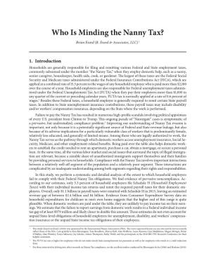 Who Is Minding the Nanny Tax? Brian Erard (B