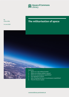 The Militarisation of Space 14 June 2021