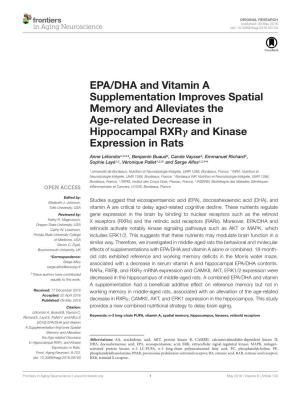 EPA/DHA and Vitamin a Supplementation Improves Spatial Memory and Alleviates the Age-Related Decrease in Hippocampal Rxrγ and Kinase Expression in Rats