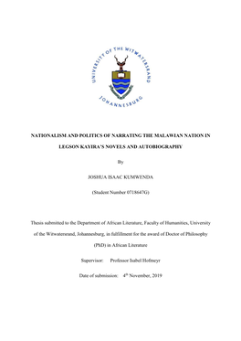 Nationalism and Politics of Narrating the Malawian Nation In