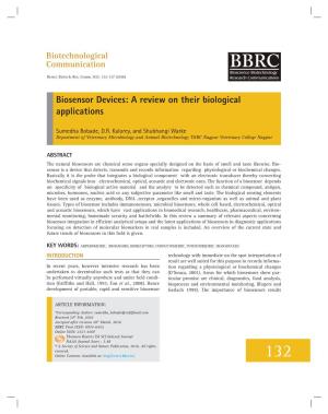 Biosensor Devices: a Review on Their Biological Applications