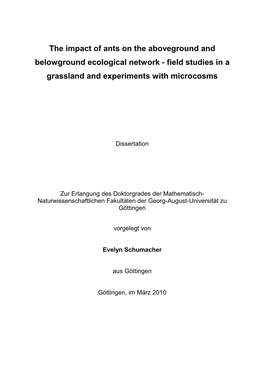 The Impact of Ants on the Aboveground and Belowground Ecological Network � Field Studies in a Grassland and Experiments with Microcosms