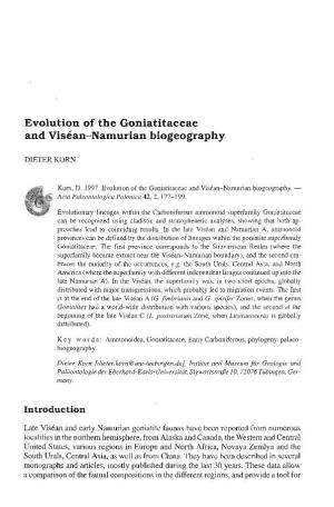 Evolution of the Goniatitaceae and Vis6an-Namurian Biogeography