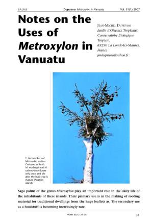 Notes on the Uses of Metroxylon in Vanuatu