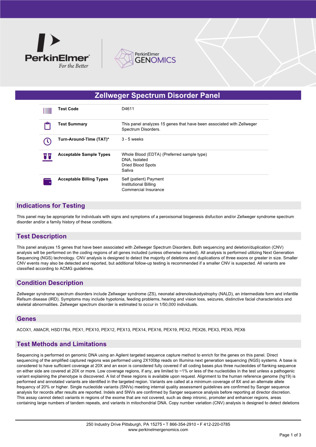 Perkinelmer Genomics to Request the Saliva Swab Collection Kit for Patients That Cannot Provide a Blood Sample As Whole Blood Is the Preferred Sample