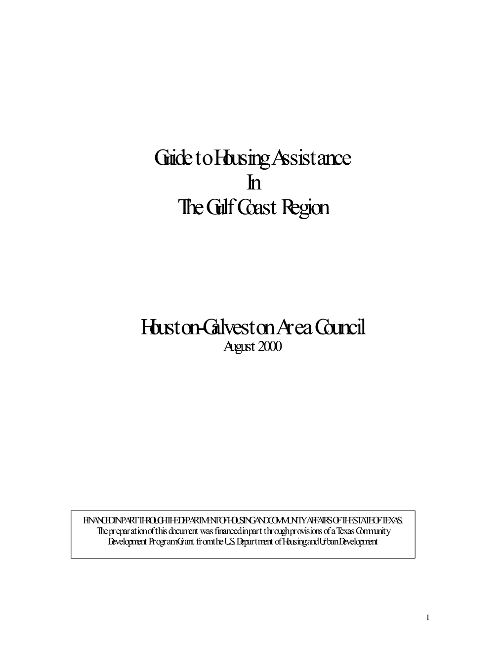 Guide to Housing Assistance in the Gulf Coast Region Houston