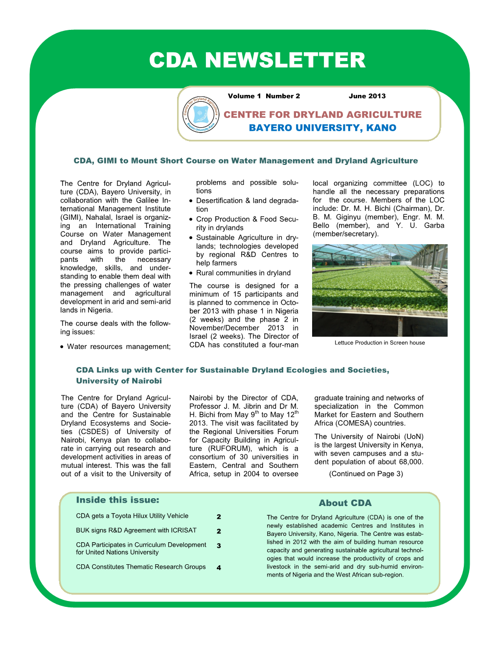 Cda Newsletter