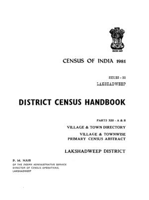 District Census Handbook, Lakshadweep, Part XIII a & B, Series-30
