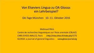 Von Elseviers Lingua Zu OA Glossa: Ein Lehrbeispiel?