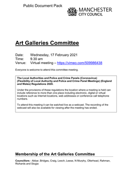 (Public Pack)Agenda Document for Art Galleries Committee, 17/02/2021