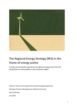 The Regional Energy Strategy (RES) in the Frame of Energy Justice