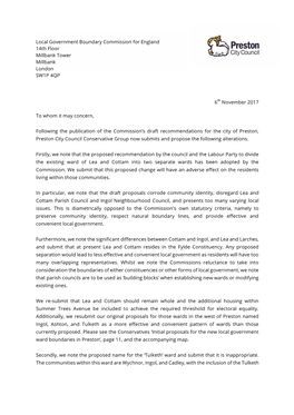 Preston Conservative Group 2 Summary 3 Preston City Council Cross-Party Working Group 5 Initial Proposals for Preston